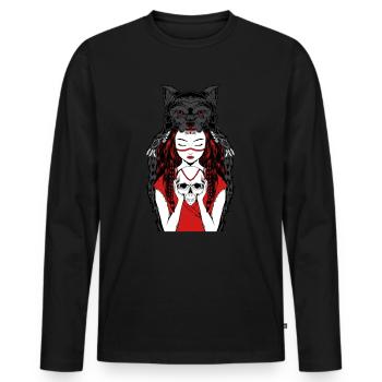 Werewolf Woman Skull Gift - Men's Premium Organic Long Sleeve Shirt - black - Front - Nico (187cm)