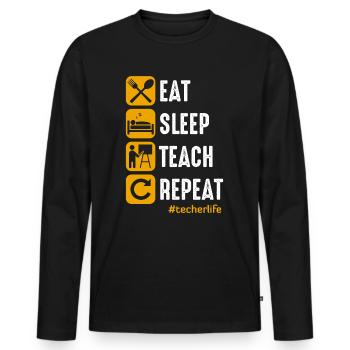 Lehrer Schule Arbeit Beruf Geschenk - Männer Premium Bio Langarmshirt - Schwarz - Vorne - Nico (187cm)
