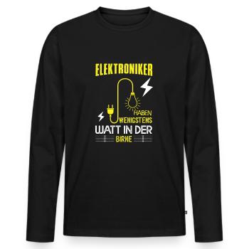 Elektroniker Elektroinstallateur Handwerker Strom - Männer Premium Bio Langarmshirt - Schwarz - Vorne - Nico (187cm)