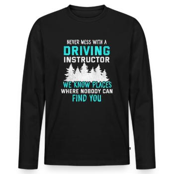 Instructeur de conduite école de conduite voiture permis de conduire - T-shirt manches longues Premium bio Homme - noir - Devant - Nico (187cm)