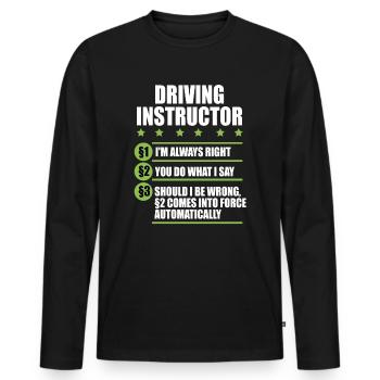 Instructeur de conduite école de conduite voiture permis de conduire - T-shirt manches longues Premium bio Homme - noir - Devant - Nico (187cm)
