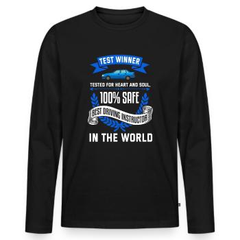 Instructeur de conduite école de conduite voiture permis de conduire - T-shirt manches longues Premium bio Homme - noir - Devant - Nico (187cm)