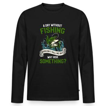 Angler Fishing Fishing Fisherman Fish Fishing Angel - Men's Premium Organic Long Sleeve Shirt - black - Front - Nico (187cm)