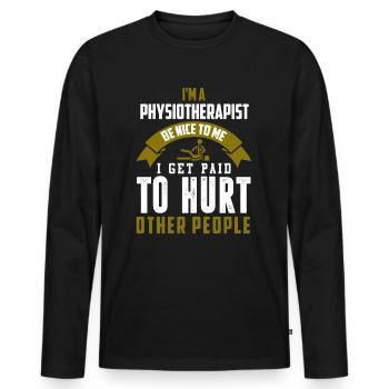 Physiothérapie Physio massage - T-shirt manches longues Premium bio Homme - noir - Devant - Nico (187cm)