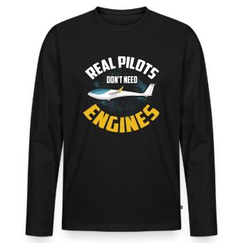 Pilot Aircraft Glider Flying Flight School - Men's Premium Organic Long Sleeve Shirt - black - Front - Nico (187cm)