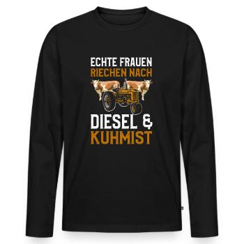 Landwirt Bauer Frauen Traktor Bauernhof Farmer - Männer Premium Bio Langarmshirt - Schwarz - Vorne - Nico (187cm)