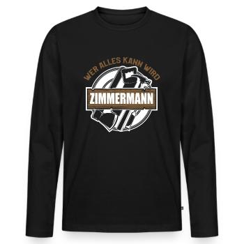 Zimmerer Zimmermann Zimmerei Schreiner Handwerker - Männer Premium Bio Langarmshirt - Schwarz - Vorne - Nico (187cm)
