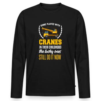 Grun conducteur grue grutier chantier travail - T-shirt manches longues Premium bio Homme - noir - Devant - Nico (187cm)