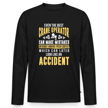 Grun conducteur grue grutier chantier travail - T-shirt manches longues Premium bio Homme - noir - Devant - Nico (187cm)
