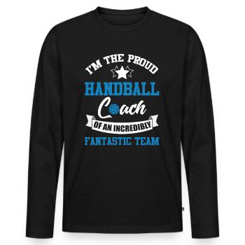 Handball Coach Handballer Team Ball - Men's Premium Organic Long Sleeve Shirt - black - Front - Nico (187cm)