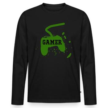Gamer-Spielkonsole - Männer Premium Bio Langarmshirt - Schwarz - Vorne - Nico (187cm)