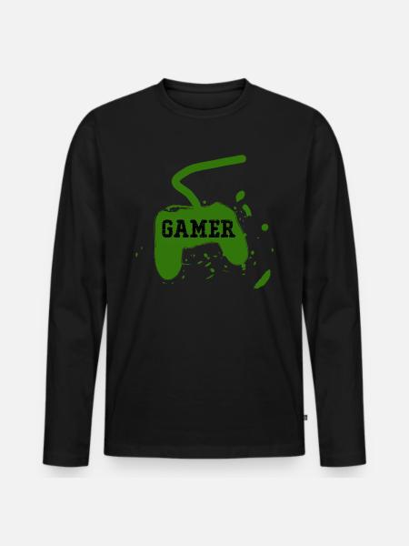 Gamer-Spielkonsole - Männer Premium Bio Langarmshirt - Schwarz