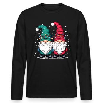 Gnom Gnome Weihnachten Weihnachtspullover Wichtel - Männer Premium Bio Langarmshirt - Schwarz - Vorne - Nico (187cm)