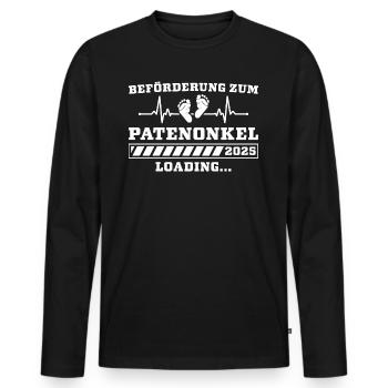 Werdender Onkel 2025 Schwangerschaftsankündigung - Männer Premium Bio Langarmshirt - Schwarz - Vorne - Nico (187cm)