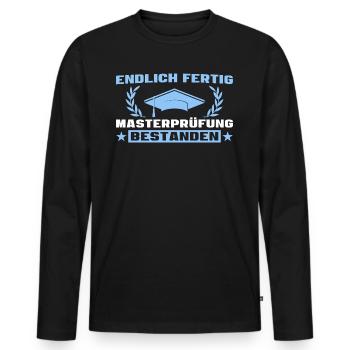 Masterprüfung bestanden Studium Abschluss - Männer Premium Bio Langarmshirt - Schwarz - Vorne - Nico (187cm)