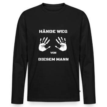 HÄNDE WEG DIESEM MANN - Männer Premium Bio Langarmshirt - Schwarz - Vorne - Nico (187cm)