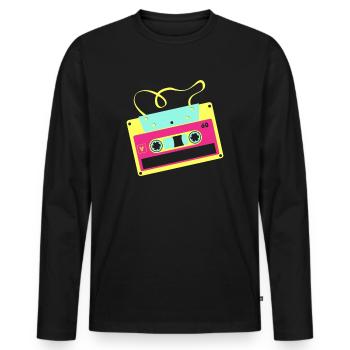Retro Kassette Mixtape Shirt Disco 90s 80s Party - Männer Premium Bio Langarmshirt - Schwarz - Vorne - Nico (187cm)
