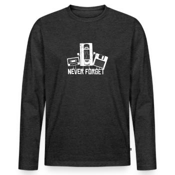 Lustiges Retro 80er 90er Jahre VHS Kassette 90s - Männer Premium Bio Langarmshirt - Anthrazit meliert - Vorne - Nico (187cm)
