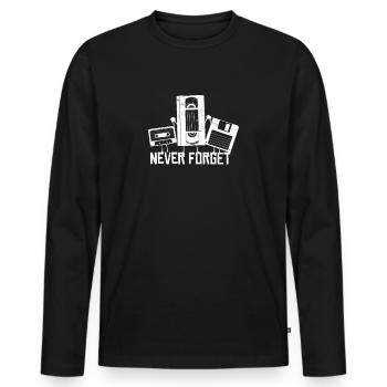 Funny retro 80s 90s cassette VHS 90s - T-shirt manches longues Premium bio Homme - noir - Devant - Nico (187cm)