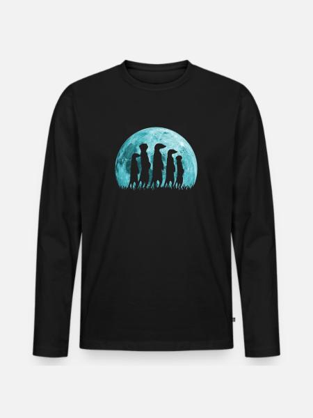 Erdmännchen Mond Surikate - Männer Premium Bio Langarmshirt - Schwarz