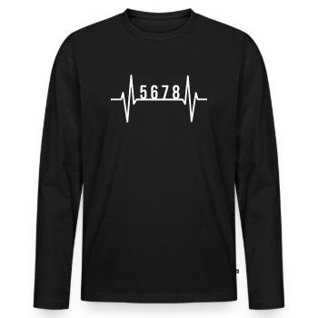 Line Dance 5 6 7 8 Herzschlag - Männer Premium Bio Langarmshirt - Schwarz - Vorne - Nico (187cm)