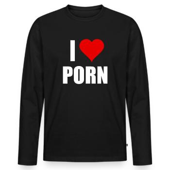 J'aime le porno, le sexe pervers - T-shirt manches longues Premium bio Homme - noir - Devant - Nico (187cm)