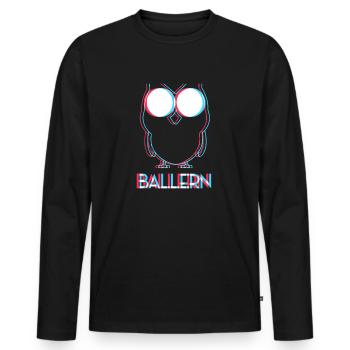 Trippy Owl Techno LSD Trip Rave Goa Trance - Men's Premium Organic Long Sleeve Shirt - black - Front - Nico (187cm)