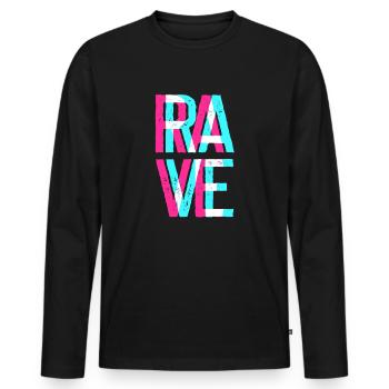 RAVE Raver Outfit Disco Festival Party EDM Musique - T-shirt manches longues Premium bio Homme - noir - Devant - Nico (187cm)