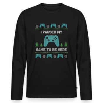 Cadeau de chandail de Noël laid Gamer Gaming - T-shirt manches longues Premium bio Homme - noir - Devant - Nico (187cm)