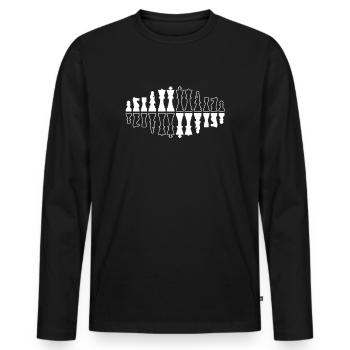 Échecs pièces d'échecs joueur d'échecs - T-shirt manches longues Premium bio Homme - noir - Devant - Nico (187cm)