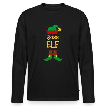 BOSS ELF Christmas costume Christmas gift - Men's Premium Organic Long Sleeve Shirt - black - Front - Nico (187cm)