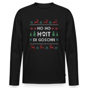 Ho Hoit Di Goschn Ugly Christmas Sweater Geschenk - Männer Premium Bio Langarmshirt - Schwarz - Vorne - Nico (187cm)