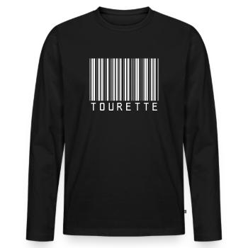 Tourette Syndrom Strichcode Humor - Männer Premium Bio Langarmshirt - Schwarz - Vorne - Nico (187cm)