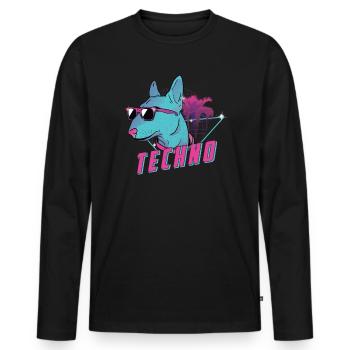 Techno Rave Dog Party Drugs Festival EDM - Men's Premium Organic Long Sleeve Shirt - black - Front - Nico (187cm)