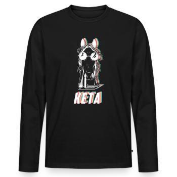 Keta Trip Ketamin Festival Pferd DJ - Männer Premium Bio Langarmshirt - Schwarz - Vorne - Nico (187cm)