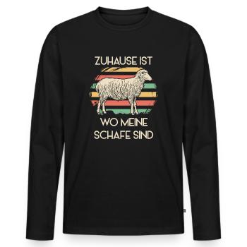 Zuhause Ist Wo Meine Schafe Sind Schafhirte Bauer - Männer Premium Bio Langarmshirt - Schwarz - Vorne - Nico (187cm)
