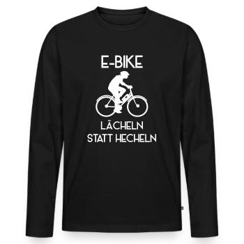 E-Bike Lächeln Statt Hecheln Elektrorad E Bike - Männer Premium Bio Langarmshirt - Schwarz - Vorne - Nico (187cm)
