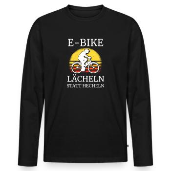 E Bike Lächeln Statt Hecheln E-Bike Elektrorad - Männer Premium Bio Langarmshirt - Schwarz - Vorne - Nico (187cm)