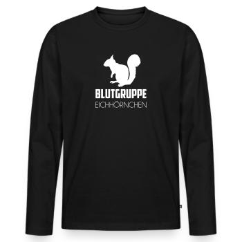 Blutgruppe Eichhörnchen Streifenhörnchen Lustig - Männer Premium Bio Langarmshirt - Schwarz - Vorne - Nico (187cm)