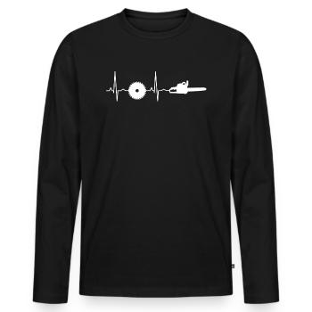 Scie circulaire tronçonneuse tronçonneuse Heartbeat - T-shirt manches longues Premium bio Homme - noir - Devant - Nico (187cm)