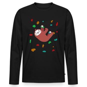 Mur de blocs d'escalade paresseux colorés - T-shirt manches longues Premium bio Homme - noir - Devant - Nico (187cm)