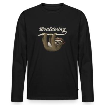 Boulder climbing sloth climbing bouldering - Men's Premium Organic Long Sleeve Shirt - black - Front - Nico (187cm)