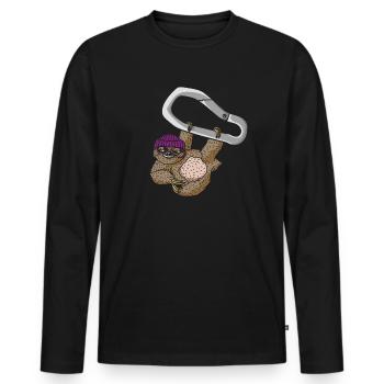 Klettern Bouldern Karabiner Faultier Lustig - Männer Premium Bio Langarmshirt - Schwarz - Vorne - Nico (187cm)