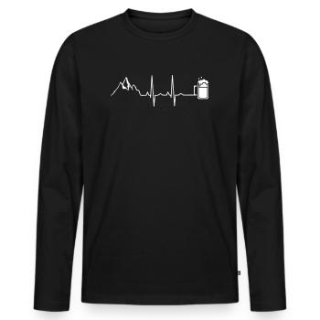Berge Klettern Bier Herzschlag Wandern Bergtour - Männer Premium Bio Langarmshirt - Schwarz - Vorne - Nico (187cm)