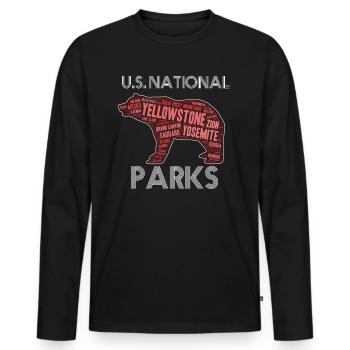 Parcs nationaux des États-Unis Tous les 59 Cadeaux de l’Ours américain - T-shirt manches longues Premium bio Homme - noir - Devant - Nico (187cm)