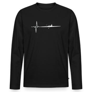 Heartbeat rowing boat rower rowing - Men's Premium Organic Long Sleeve Shirt - black - Front - Nico (187cm)