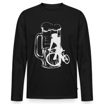 Cyclisme cadeau pour grand-père et cycliste sur VTT - T-shirt manches longues Premium bio Homme - noir - Devant - Nico (187cm)