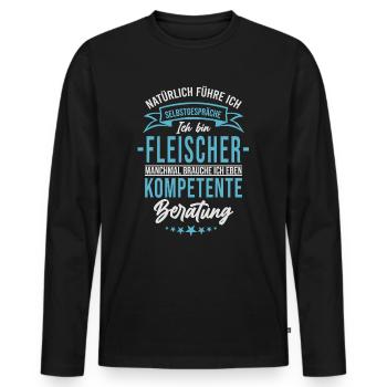 Lustiger Spruch Metzger Fleischer - Männer Premium Bio Langarmshirt - Schwarz - Vorne - Nico (187cm)