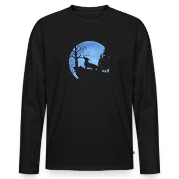 Chien chien teckel Drôle - T-shirt manches longues Premium bio Homme - noir - Devant - Nico (187cm)