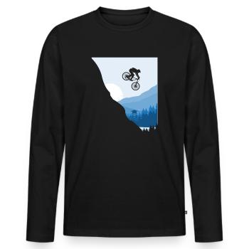 Downhill Bike Downhiller MTB - T-shirt manches longues Premium bio Homme - noir - Devant - Nico (187cm)